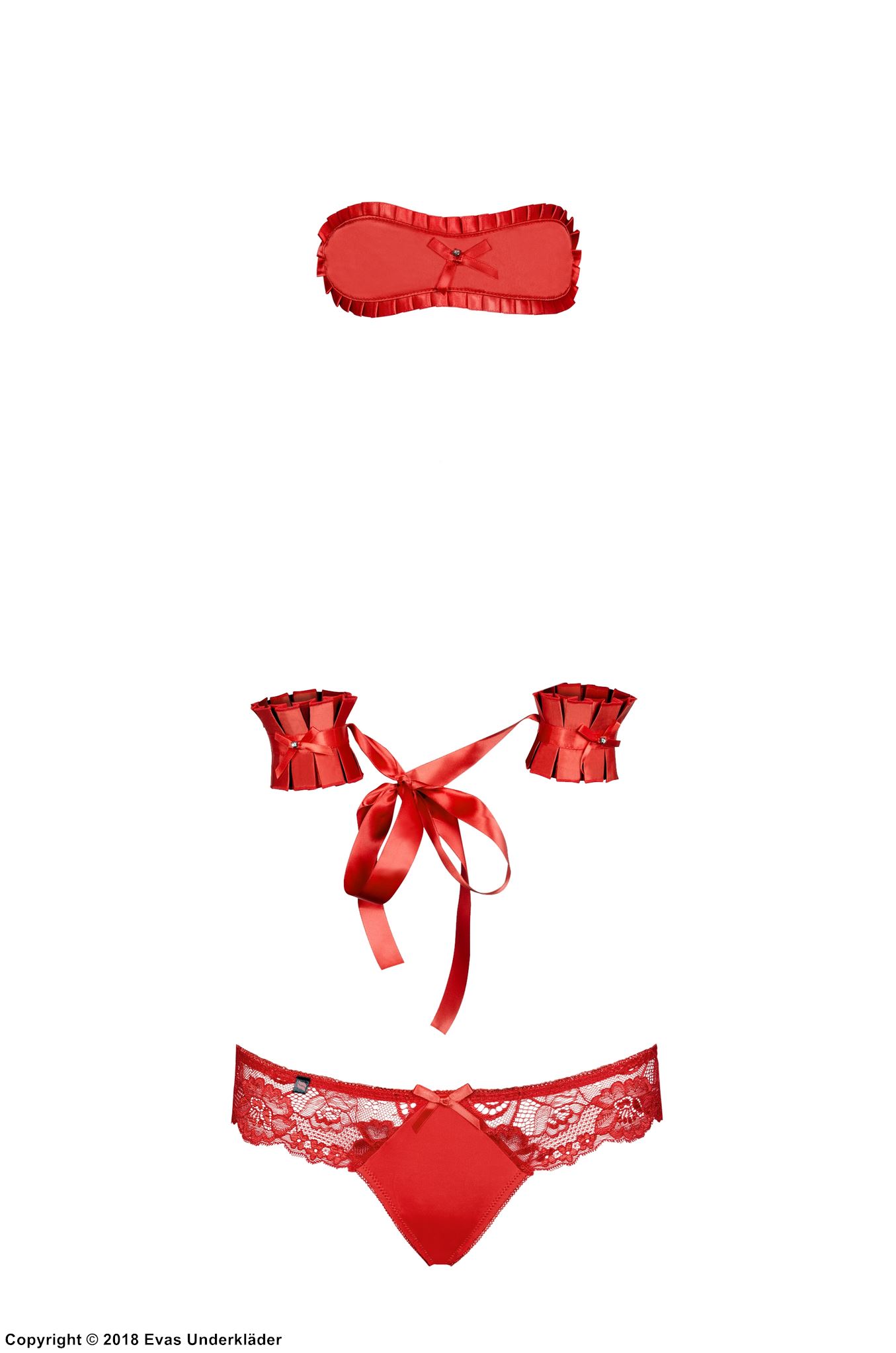 Seductive lingerie set, satin bow, lace embroidery